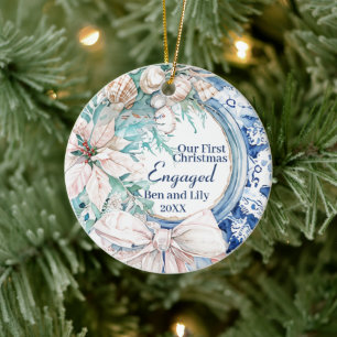 Unser erstes Verlobtes Verheiratetes Weihnachten Keramik Ornament