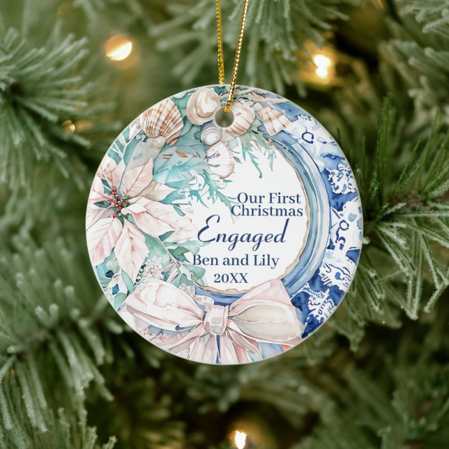 Unser erstes Verlobtes Verheiratetes Weihnachten Keramik Ornament (Baum)