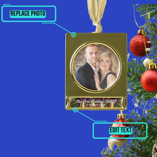 Unser erstes Weihnachten als Couple Banner Ornamen Banner-Ornament Gold (Please enjoy our design and see the others in the collection.)