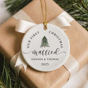 Unser erstes Weihnachten als Ehepaar Foto modern Keramik Ornament
