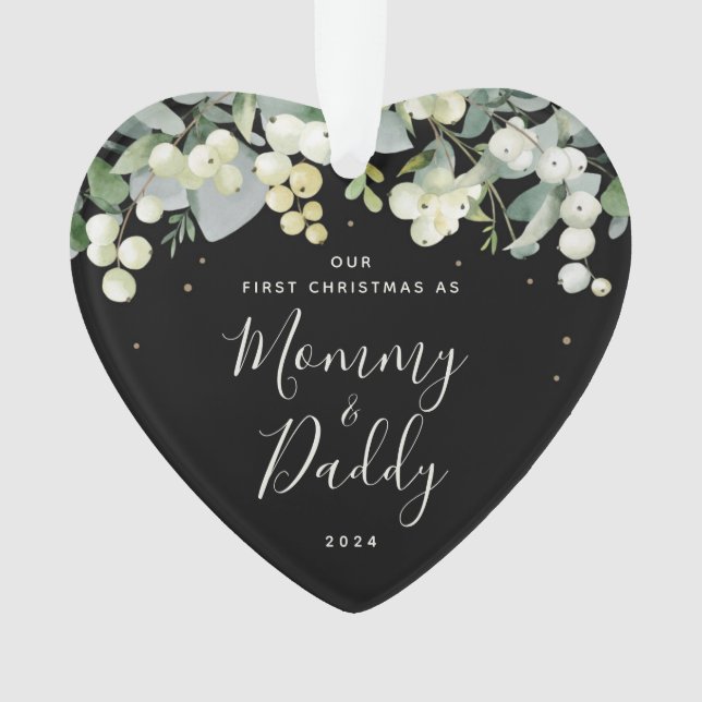 Unser erstes Weihnachten als Eltern Foto Herz Ornament (Vorderseite)