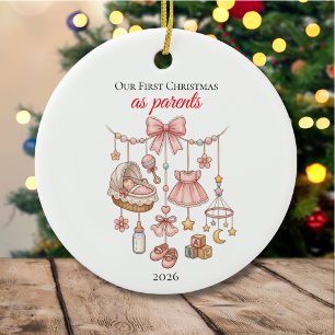 Unser erstes Weihnachten als Eltern Jahr Süße Zeic Keramik Ornament