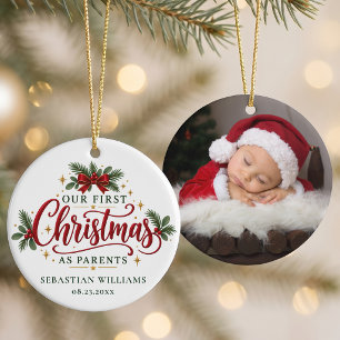 Unser erstes Weihnachten als Eltern Personalisiert Keramik Ornament