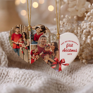 Unser erstes Weihnachten als Familie 4 Foto roter  Keramik Ornament