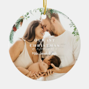 Unser erstes Weihnachten als Familie mit 3 Persone Keramik Ornament