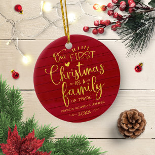 Unser erstes Weihnachten als Familie Rustikales Ba Keramik Ornament