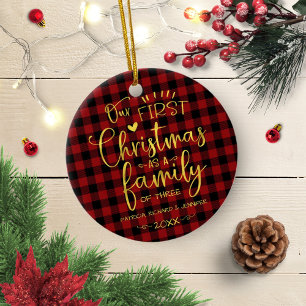 Unser erstes Weihnachten als Familie Rustikales Ba Keramik Ornament