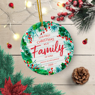 Unser erstes Weihnachten als Familie zu dritt Rust Keramik Ornament