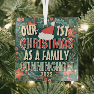 Unser erstes Weihnachten als Familienschrei Ornament Aus Glas