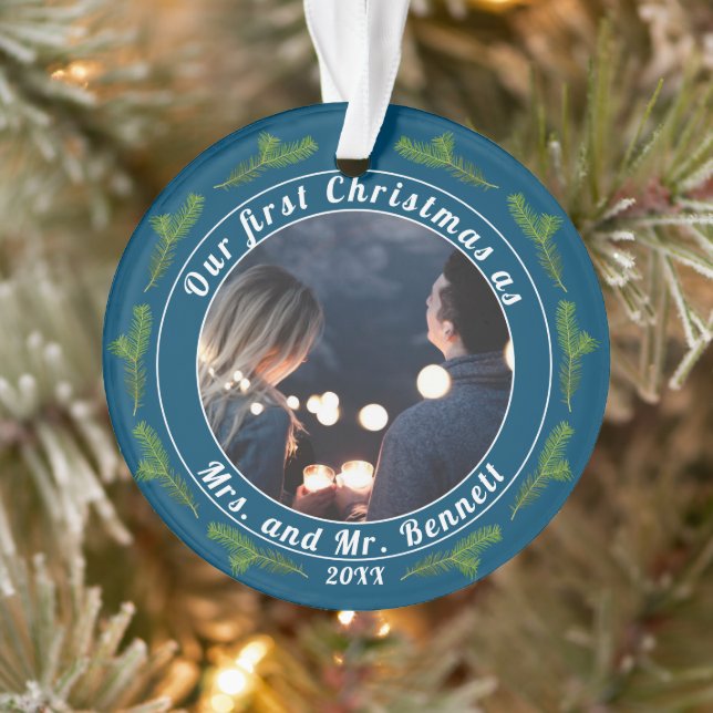 Unser erstes Weihnachten als Frau. & Mr. Script Fo Ornament (Baum)
