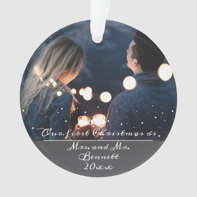 Unser erstes Weihnachten als Frau. & Mr. Wedding F Ornament (Vorderseite)