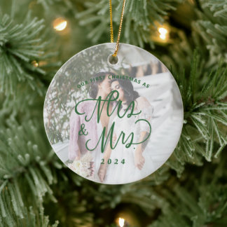 Unser erstes Weihnachten als Frau. & Mrs. Foto Keramik Ornament
