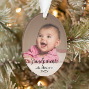 Unser erstes Weihnachten als Großeltern Baby-Foto Ornament