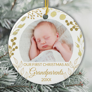 Unser erstes Weihnachten als Großeltern Gold Foto Keramik Ornament