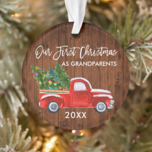 Unser erstes Weihnachten als Großeltern Holz-LKW Ornament