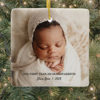 Unser erstes Weihnachten als Großeltern Keramikornament