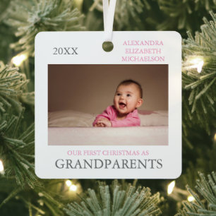Unser erstes Weihnachten als Großeltern Ornament Aus Metall