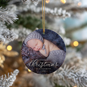 Unser erstes Weihnachten als Großeltern Silberfoli Keramik Ornament