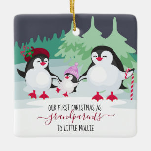 Unser erstes Weihnachten als Großeltern Süße Pingu Keramikornament