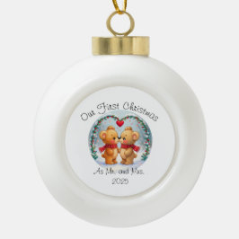 Unser erstes Weihnachten als Herr und Frau – 2025 Keramik Kugel-Ornament