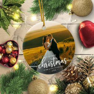 Unser erstes Weihnachten als Herr und Frau einfach Keramik Ornament