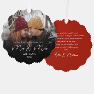Unser erstes Weihnachten als Herr und Frau Elegant Ornament Karte