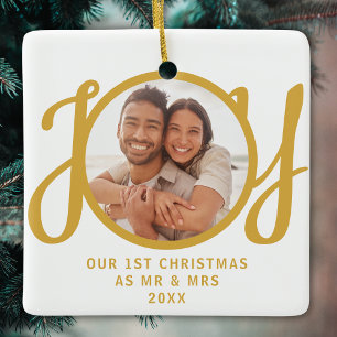 Unser erstes Weihnachten als Herr und Frau Foto Go Keramikornament