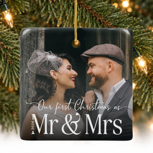 Unser erstes Weihnachten als Herr und Frau Foto Ne Keramikornament