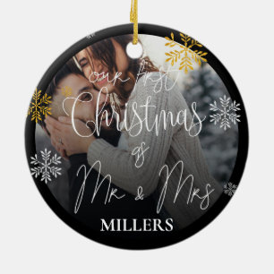 Unser erstes Weihnachten als Herr und Frau Foto We Keramik Ornament
