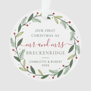 Unser erstes Weihnachten als Herr und Frau Hochzei Ornament
