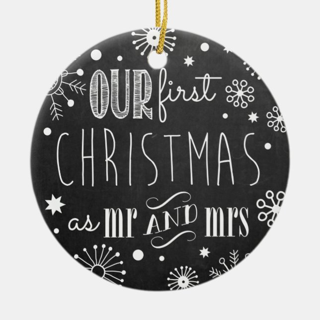 Unser erstes Weihnachten als Herr und Frau Keramik Ornament (Vorne)