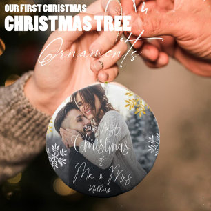 Unser erstes Weihnachten als Herr und Frau Neujahr Keramik Ornament