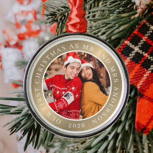 Unser erstes Weihnachten als Herr und Frau Paar Fo Ornament Aus Metall
