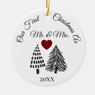Unser erstes Weihnachten als Herr und Frau Persona Keramik Ornament