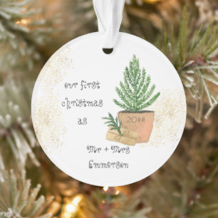 Unser erstes Weihnachten als Herr und Frau Potted Ornament
