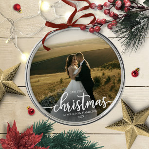 Unser erstes Weihnachten als Herr und Frau Simple  Ornament Aus Metall