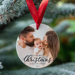 Unser erstes Weihnachten als Mama und Papa Baby-Fo Ornament