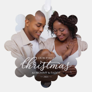 Unser erstes Weihnachten als Mama und Papa Familie Ornament Karte