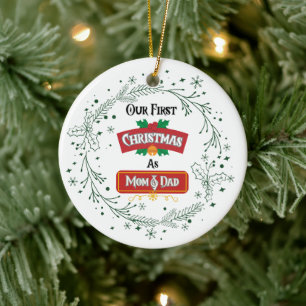 Unser erstes Weihnachten als Mama und Papa Weihnac Keramik Ornament