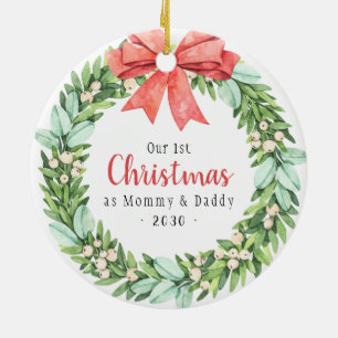 Unser erstes Weihnachten als Mami und Papi Foto-Fe Keramik Ornament
