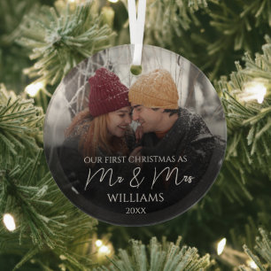 Unser erstes Weihnachten als Mr. & Mrs. Elegantes  Ornament Aus Glas