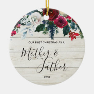 Unser erstes Weihnachten als Vater und Mutter Keramik Ornament