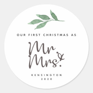 Unser erstes Weihnachten als Verheiratete Feiertag Runder Aufkleber