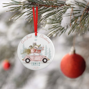 Unser erstes Weihnachten als Wasserfarbenauto Keramik Ornament