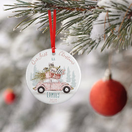 Unser erstes Weihnachten als Wasserfarbenauto Keramik Ornament