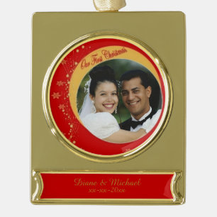 Unser erstes Weihnachten Banner-Ornament Gold