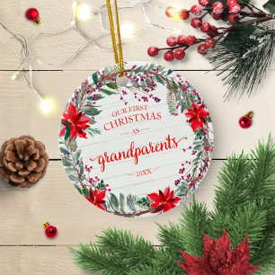 Unser erstes Weihnachten Großeltern 2020 Kranz Keramik Ornament