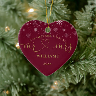 Unser erstes Weihnachten Herr Frau Gold Herz Schri Keramik Ornament
