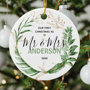 Unser erstes Weihnachten Herr und Frau Foto Botani Keramik Ornament