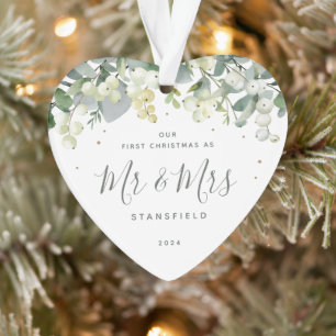 Unser erstes Weihnachten Herr und Frau Foto-Herz Ornament
